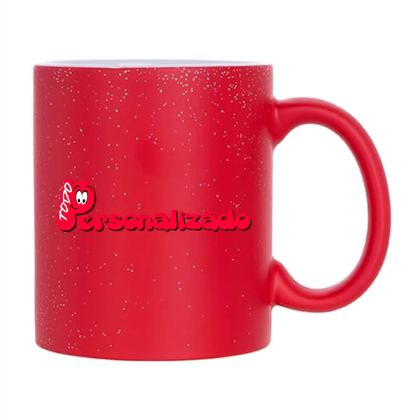 taza mágica glitter roja