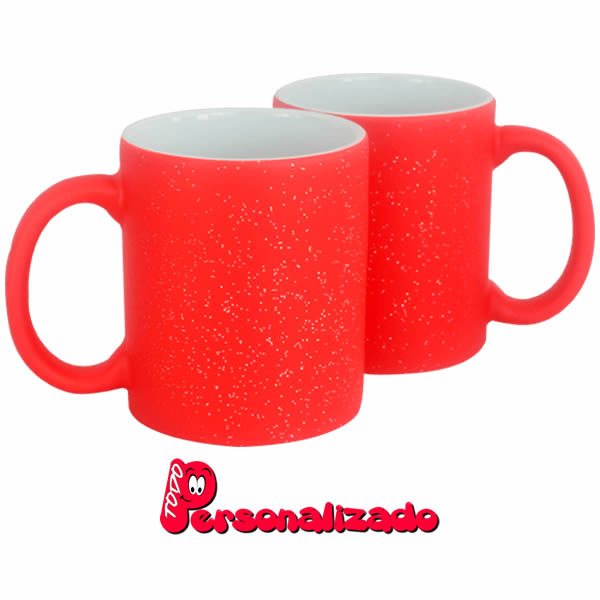 taza mágica roja glitter